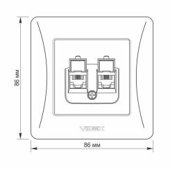 Телефонная розетка Videx BINERA CAT3 + CAT3 подвійна черн Фото 5