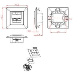 Компьютерная розетка Cablexpert RJ45x2 FTP cat.6 Фото 4
