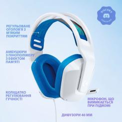 Наушники Logitech G335 Wired Gaming White Фото 5
