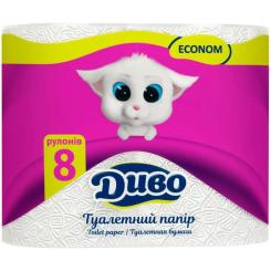 Туалетная бумага Диво Econom 2 слоя белая 8 рулонов Фото