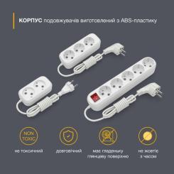 Сетевой удлинитель Electrum C-ES-1783 3.0m, 2 роз, white Фото 1