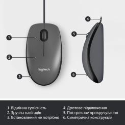 Мышка Logitech M100 USB Black Фото 5