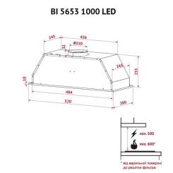 Вытяжка кухонная Perfelli BI 5653 WH 1000 LED Фото 11