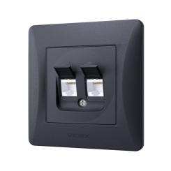 Компьютерная розетка Videx BINERA CAT6 + CAT6 подвійна черн Фото 1