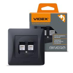 Компьютерная розетка Videx BINERA CAT6 + CAT6 подвійна черн Фото 3