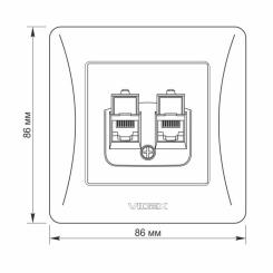 Компьютерная розетка Videx BINERA CAT6 + CAT6 подвійна черн Фото 5