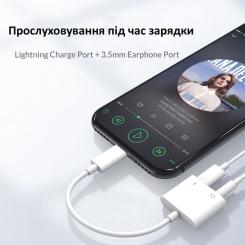 Переходник Orico Lightning to 3.5mm/Lightning 2LT-WH-BP Фото 2