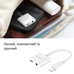 Переходник Orico Lightning to 3.5mm/Lightning 2LT-WH-BP Фото 4