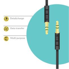 Кабель мультимедийный Piko 3.5mm M to 3.5mm M 1.0m black Фото 1