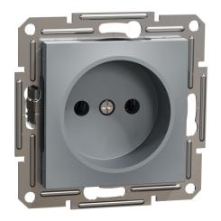 Розетка Schneider Electric ASFORA без заземлення сталь Фото 1