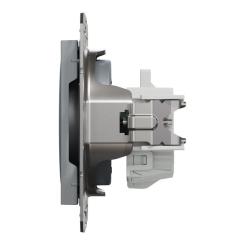 Розетка Schneider Electric ASFORA без заземлення сталь Фото 3