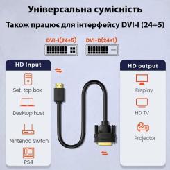 Кабель мультимедийный Dynamode HDMI M to DVI M 1.8m 24+1pin Фото 3