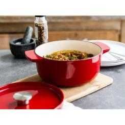 Кастрюля KitchenAid чавунна з кришкою 3,3 л Червона Фото 7