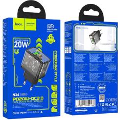 Зарядное устройство HOCO N34 Dazzling dual-port Black Фото 6