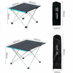 Туристический стол Naturehike NH19Z008-Z, алюміній, Розмір S, сірий Фото 4