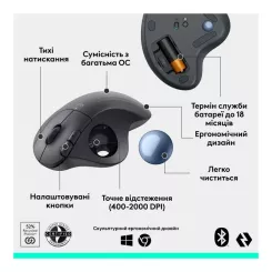 Мышка Logitech Ergo M575S Wireless Trackball Graphite Фото 5