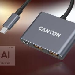 Концентратор Canyon hub DS-3 3in1 USB-C Dark Grey Фото 9