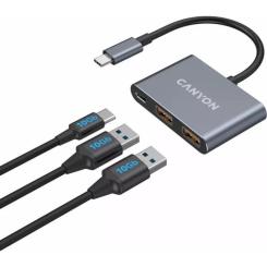 Концентратор Canyon hub DS-3 3in1 USB-C Dark Grey Фото 4
