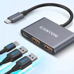 Концентратор Canyon hub DS-3 3in1 USB-C Dark Grey Фото 6