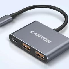 Концентратор Canyon hub DS-3 3in1 USB-C Dark Grey Фото 7