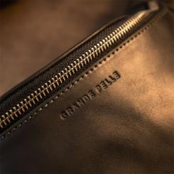 Сумка Grande Pelle Бананка унисекс винтажная Черная Фото 9