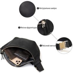 Сумка Grande Pelle Бананка унисекс винтажная Черная Фото 3