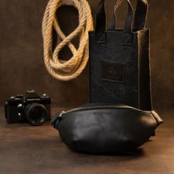 Сумка Grande Pelle Бананка унисекс винтажная Черная Фото 7