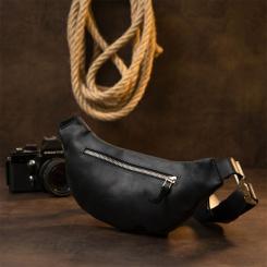 Сумка Grande Pelle Бананка унисекс винтажная Черная Фото 8