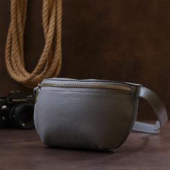 Сумка Shvigel Бананка из натуральной кожи Серая Фото 7