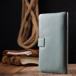 Портмоне Karya Из натуральной кожи Серо-голубое Фото 9