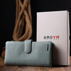 Портмоне Karya Из натуральной кожи Серо-голубое Фото 10