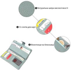 Портмоне Karya Из натуральной кожи Серо-голубое Фото 3