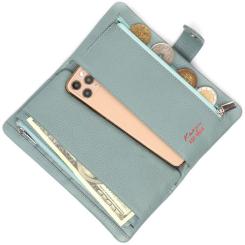 Портмоне Karya Из натуральной кожи Серо-голубое Фото 6