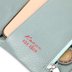 Портмоне Karya Из натуральной кожи Серо-голубое Фото 7