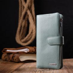 Портмоне Karya Из натуральной кожи Серо-голубое Фото 8