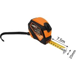 Рулетка Neo Tools 7.5мx25мм, з фіксатором змотування, магніт Фото 3