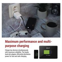 Зарядное устройство EMOS V02G20 1xUSB-A + 1xUSB-C PD20W GaN Фото 3