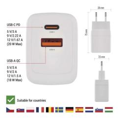 Зарядное устройство EMOS V02G20 1xUSB-A + 1xUSB-C PD20W GaN Фото 4