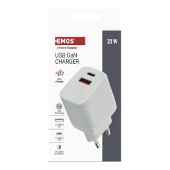 Зарядное устройство EMOS V02G20 1xUSB-A + 1xUSB-C PD20W GaN Фото 5