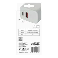 Зарядное устройство EMOS V02G20 1xUSB-A + 1xUSB-C PD20W GaN Фото 6