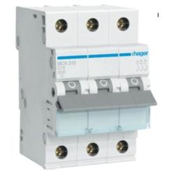 Автоматический выключатель Hager 3-п. C 10A (6kA) 3M (A) Фото