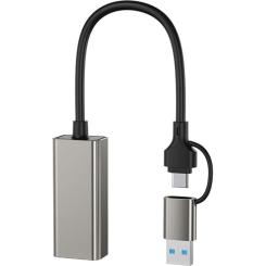 Адаптер XO USB-C + USB A to RJ45 Ethernet 100Mbps Фото 1
