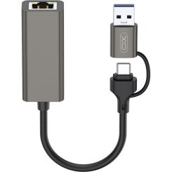 Адаптер XO USB-C + USB A to RJ45 Ethernet 100Mbps Фото 2