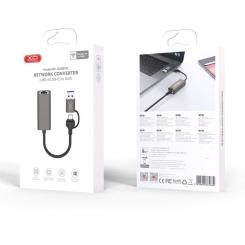 Адаптер XO USB-C + USB A to RJ45 Ethernet 100Mbps Фото 5