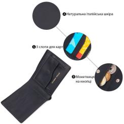 Портмоне Grande Pelle Кожаное Черное Фото 3