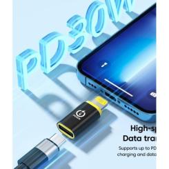Переходник XoKo USB-C F to Lightning M 30W black Фото 5