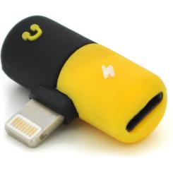 Переходник Voltronic Lightning M to 2xLightning F black-yellow Фото