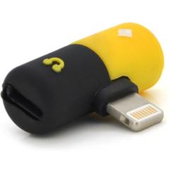 Переходник Voltronic Lightning M to 2xLightning F black-yellow Фото 1