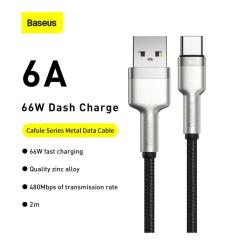 Дата кабель Baseus USB 2.0 AM to USB-C 2.0m 6A 66W Black Фото 1