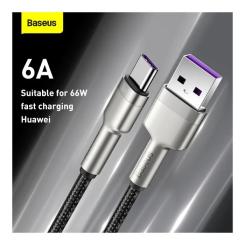 Дата кабель Baseus USB 2.0 AM to USB-C 2.0m 6A 66W Black Фото 3